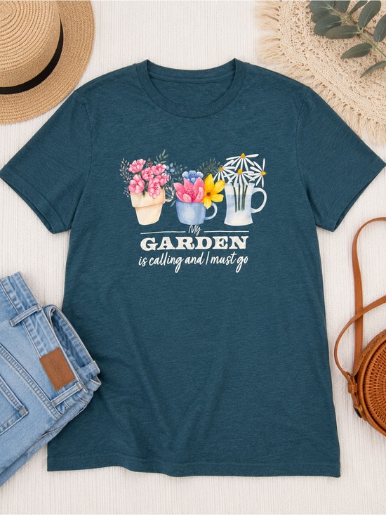 Tops - Garden Graphic T-Shirt Women’s Small Floral “My Garden Is Calling” Tee